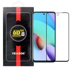   Xiaomi Redmi 10 / Redmi 10 2022 üvegfólia, tempered glass, előlapi, edzett, hajlított, fekete kerettel, Veason 6D Pro