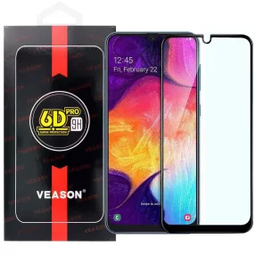   Samsung Galaxy A50 / A30s üvegfólia, tempered glass, előlapi, edzett, hajlított, fekete kerettel, Veason 6D Pro