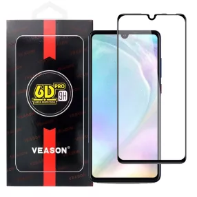   Huawei P30 Lite üvegfólia, tempered glass, előlapi, edzett, hajlított, fekete kerettel, Veason 6D Pro