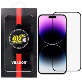   iPhone 14 Pro Max üvegfólia, tempered glass, előlapi, edzett, hajlított, fekete kerettel, Veason 6D Pro