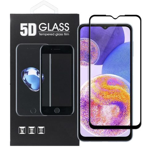 Samsung Galaxy A23 5G üvegfólia, tempered glass, előlapi, 5D, edzett, hajlított, fekete kerettel