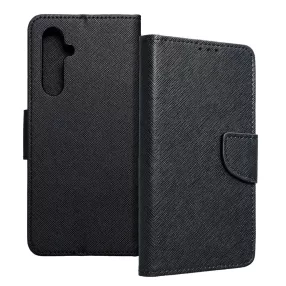   Samsung Galaxy A55 5G könyvtok, fliptok, telefon tok, bankkártyatartós, mágneszáras, fekete, Fancy