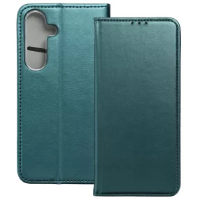   Samsung Galaxy A35 5G könyvtok, fliptok, telefon tok, bankkártyatartós, mágneszáras, zöld, Smart Magneto