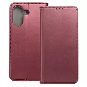   Xiaomi Redmi 13C / Poco C65 könyvtok, fliptok, telefon tok, bankkártyatartós, mágneszáras, bordó, Smart Magneto