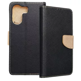   Xiaomi Redmi 13C / Poco C65 könyvtok, fliptok, telefon tok, bankkártyatartós, mágneszáras, fekete-arany, Fancy