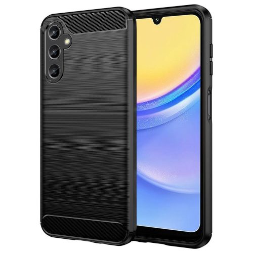 Samsung Galaxy A25 5G szilikon tok, hátlaptok, telefon tok, karbon mintás, fekete, Carbon case