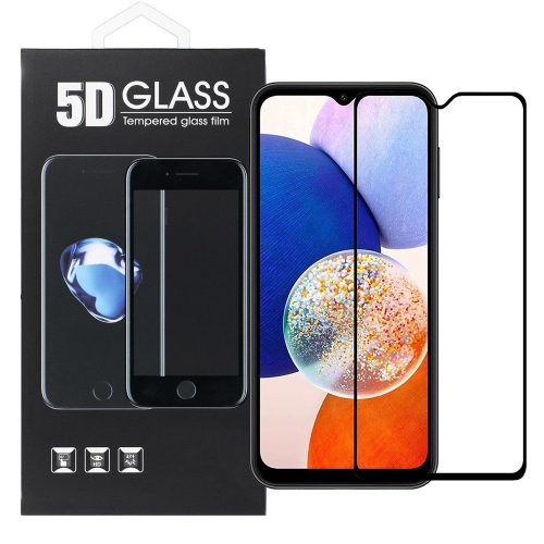 Samsung Galaxy A05s üvegfólia, tempered glass, előlapi, 5D, edzett, hajlított, fekete kerettel