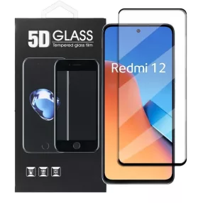   Xiaomi Redmi 12 4G / 5G / Redmi 13 4G / 5G / Poco M6 4G üvegfólia, tempered glass, előlapi, 5D, edzett, hajlított, fekete kerettel