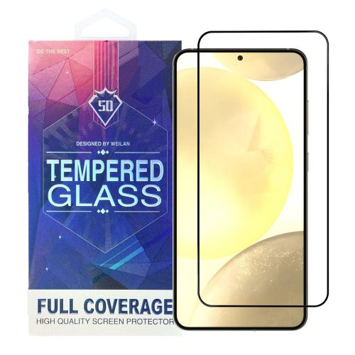 Samsung Galaxy S24 Plus 5G (S24+ 5G) üvegfólia, tempered glass, előlapi, 5D, edzett, hajlított, fekete kerettel