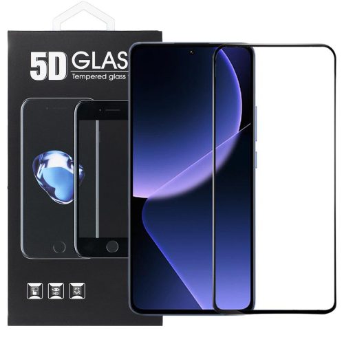 Xiaomi 13T 5G / 13T Pro 5G üvegfólia, tempered glass, előlapi, 5D, edzett, hajlított, fekete kerettel