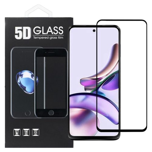 Motorola Moto G13 / G23 / G53 5G / G73 5G üvegfólia, tempered glass, előlapi, 5D, edzett, hajlított, fekete kerettel