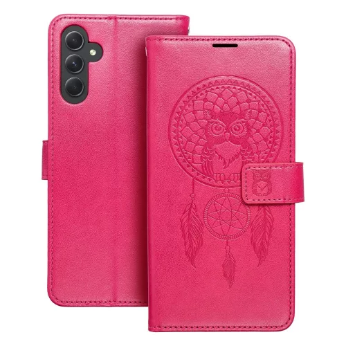 Samsung Galaxy S23 FE 5G könyvtok, fliptok, telefon tok, mágneszáras, bankkártyatartós, álomfogó mintás, magenta, Forcell Mezzo