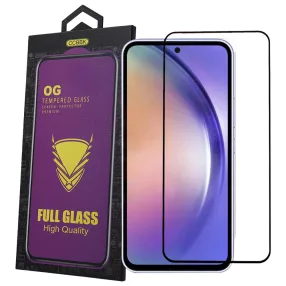   Samsung Galaxy A54 5G / S23 FE 5G üvegfólia – 9H edzett kijelzővédő, teljes képernyős, fekete keretes, OG Premium
