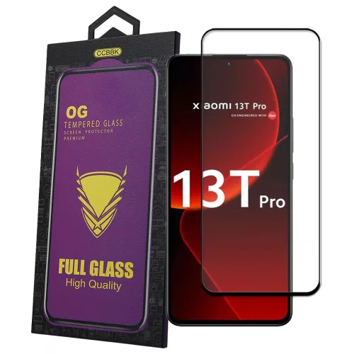 Xiaomi 13T 5G / 13T Pro 5G üvegfólia – 9H edzett, teljes képernyős, fekete keretes, OG Premium