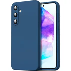   Samsung Galaxy A55 5G szilikon tok, hátlaptok, telefon tok, velúr belsővel, matt, kék, Silicone