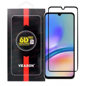   Samsung Galaxy A05s üvegfólia, tempered glass, előlapi, edzett, hajlított, fekete kerettel, Veason 6D Pro
