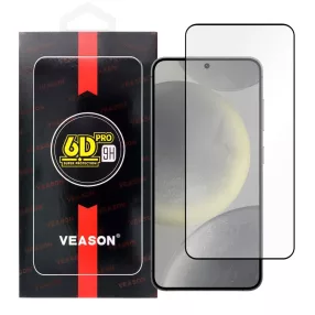   Samsung Galaxy S24 5G üvegfólia, tempered glass, előlapi, edzett, hajlított, fekete kerettel, Veason 6D Pro , ujjlenyomat-olvasó kompatibilis