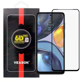   Motorola Moto G22 / E22s / E32 / E32s üvegfólia, tempered glass, előlapi, edzett, hajlított, fekete kerettel, Veason 6D Pro