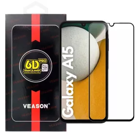   Samsung Galaxy A15 4G / A15 5G üvegfólia, tempered glass, előlapi, edzett, hajlított, fekete kerettel, Veason 6D Pro
