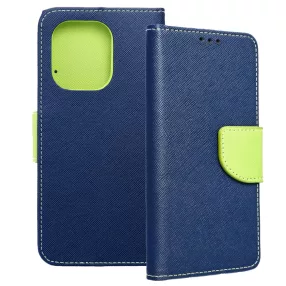   Xiaomi Redmi Note 13 4G könyvtok, fliptok, telefon tok, bankkártyatartós, mágneszáras, sötétkék-zöld, Fancy
