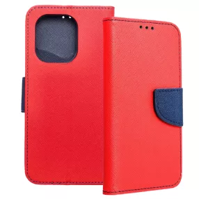   Xiaomi Redmi Note 13 4G könyvtok, fliptok, telefon tok, mágneszáras, bankkártyatartós, piros-sötétkék, Fancy