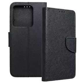   Xiaomi Redmi Note 13 5G könyvtok, fliptok, telefon tok, szilikon keretes, bankkártyatartós, mágneszáras, fekete, Fancy