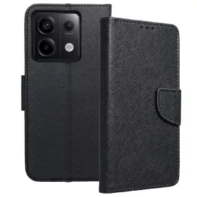   Xiaomi Redmi Note 13 Pro 5G / Poco X6 5G könyvtok, fliptok, telefon tok, szilikon keretes, bankkártyatartós, mágneszáras, fekete, Fancy