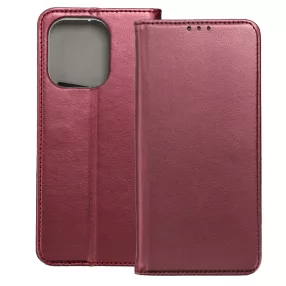   Xiaomi Redmi Note 13 4G könyvtok, fliptok, telefon tok, bankkártyatartós, mágneszáras, bordó, Smart Magneto