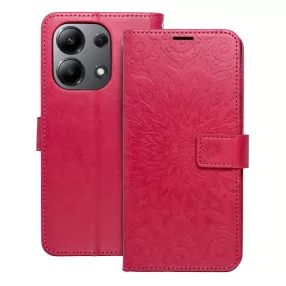   Xiaomi Redmi Note 13 4G könyvtok, fliptok, telefon tok, mágneszáras, bankkártyatartós, mandala mintás, magenta, Forcell Mezzo