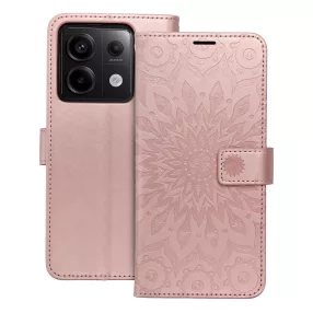   Xiaomi Redmi Note 13 Pro 5G / Poco X6 5G könyvtok, fliptok, telefon tok, mágneszáras, bankkártyatartós, mandala mintás, rose gold, Forcell Mezzo
