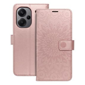   Xiaomi Redmi Note 13 Pro Plus 5G könyvtok, fliptok, telefon tok, mágneszáras, bankkártyatartós, mandala mintás, rose gold, Forcell Mezzo
