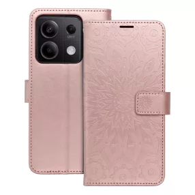   Xiaomi Redmi Note 13 5G könyvtok, fliptok, telefon tok, mágneszáras, bankkártyatartós, mandala mintás, rose gold, Forcell Mezzo