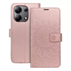   Xiaomi Redmi Note 13 4G könyvtok, fliptok, telefon tok, mágneszáras, bankkártyatartós, mandala mintás, rose gold, Forcell Mezzo