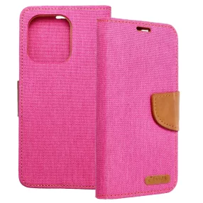   Xiaomi Redmi Note 13 4G könyvtok, fliptok, telefon tok, mágneszáras, bankkártya tartós, rózsaszín, Canvas