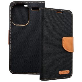   Xiaomi Redmi Note 13 Pro Plus 5G könyvtok, fliptok, telefon tok, mágneszáras, bankkártya tartós, fekete, Canvas