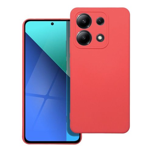 Xiaomi Redmi Note 13 4G szilikon tok, hátlaptok, telefon tok, velúr belsővel, matt, barack színű, Silicone