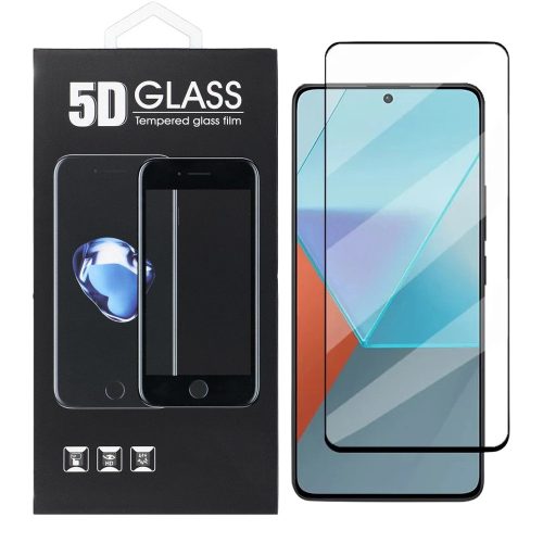 Xiaomi Redmi Note 13 Pro 5G üvegfólia, tempered glass, előlapi, 5D, edzett, hajlított, fekete kerettel