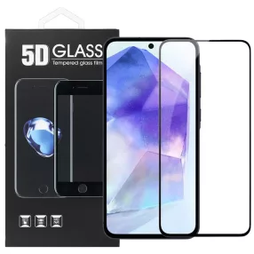   Samsung Galaxy A35 5G / A55 5G üvegfólia, tempered glass, előlapi, 5D, edzett, hajlított, fekete kerettel