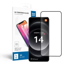   Xiaomi 14 Ultra 5G üvegfólia, tempered glass, előlapi, 5D, edzett, hajlított, fekete kerettel, Bluestar