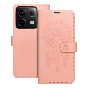   Xiaomi Redmi Note 13 Pro 5G / Poco X6 5G könyvtok, fliptok, telefon tok, mágneszáras, bankkártyatartós, álomfogó mintás, barack színű, Forcell Mezzo