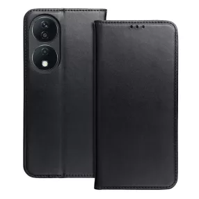   Honor X7b könyvtok, fliptok, telefon tok, bankkártyatartós, mágneszáras, fekete, Smart Magneto