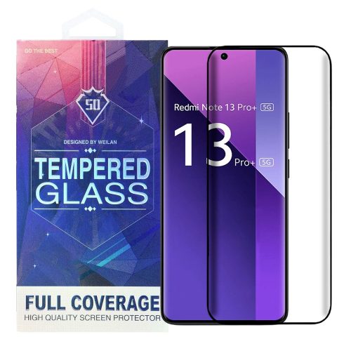 Xiaomi Redmi Note 13 Pro Plus ( Pro+) 5G üvegfólia, tempered glass, előlapi, 5D, edzett, hajlított, fekete kerettel