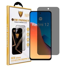   Xiaomi Redmi 12 4G / 5G / Redmi 13 4G / 5G / Poco M6 4G Privacy üvegfólia – 9H, fekete keretes, betekintés védelemmel, OG Premium