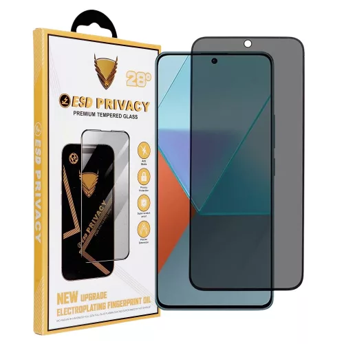 Xiaomi Redmi Note 13 Pro 4G / 5G / Poco M6 Pro 4G / X6 Pro 5G Privacy üvegfólia – 9H, fekete keretes, betekintés védelemmel, OG Premium