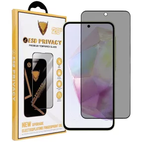   Samsung Galaxy A35 5G / A55 5G Privacy üvegfólia – betekintésvédő 9H edzett kijelzővédő, fekete keretes tempered glass, OG Premium