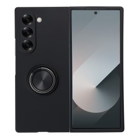   Samsung Galaxy Z Fold6 5G telefon tok, elő+hátlap tok, műanyag, kitámasztható, fekete, Ring case, SM-F956B/DS
