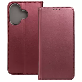   Xiaomi Redmi 13 4G / Poco M6 4G könyvtok, fliptok, telefon tok, bankkártyatartós, mágneszáras, bordó, Smart Magneto