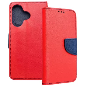   Xiaomi Redmi 13 4G / Poco M6 4G könyvtok, fliptok, telefon tok, bankkártyatartós, mágneszáras, piros-sötétkék, Fancy