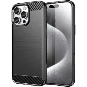   iPhone 16 Pro szilikon tok, hátlaptok, telefon tok, karbon mintás, fekete, Carbon case