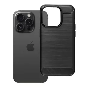   iPhone 16 Pro szilikon tok, hátlaptok, telefon tok, karbon mintás, fekete, Carbon case